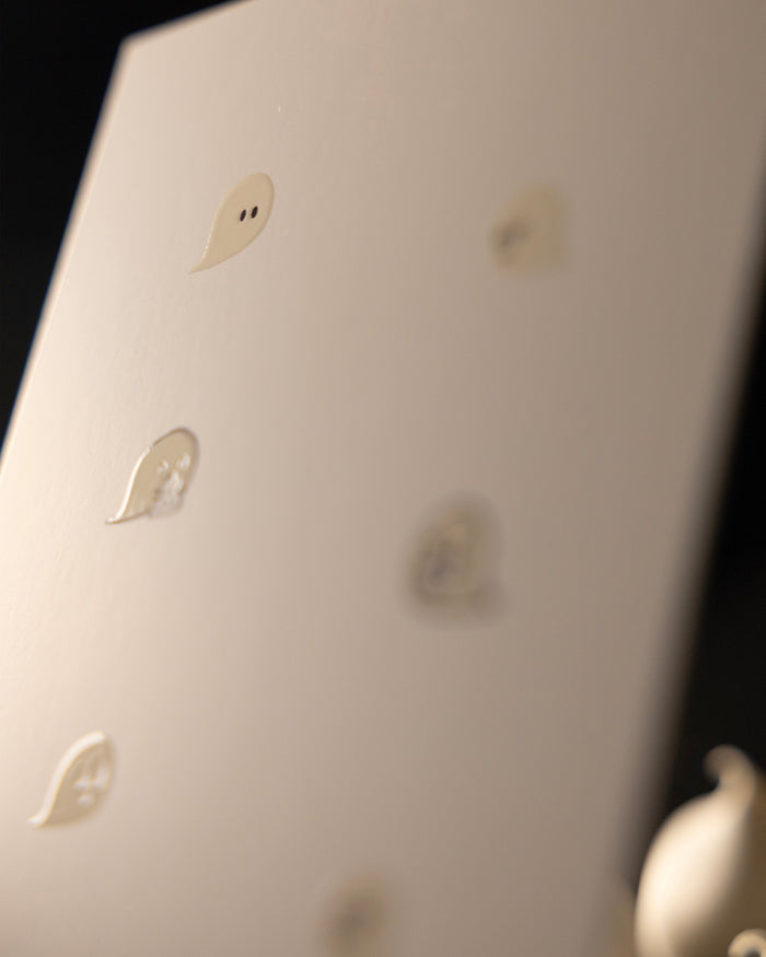 ghost snacking art print gloss detail