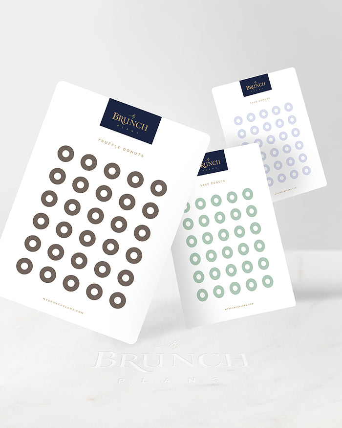 A trio of My Brunch Plans’ donut shaped planner stickers in various colors