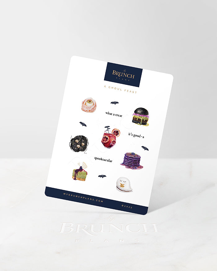 my brunch plans sticker sheet with halloween themed food