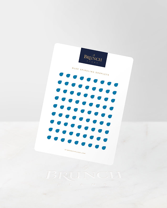 My Brunch Plans' droplet shaped planner sticker sheet in the color Blue Spirulina