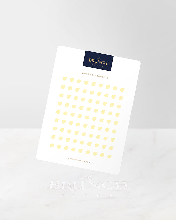 My Brunch Plans' droplet shaped planner sticker sheet in the color Butter