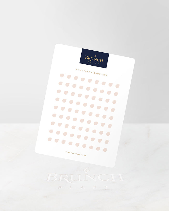 My Brunch Plans' droplet shaped planner sticker sheet in the color Champagne