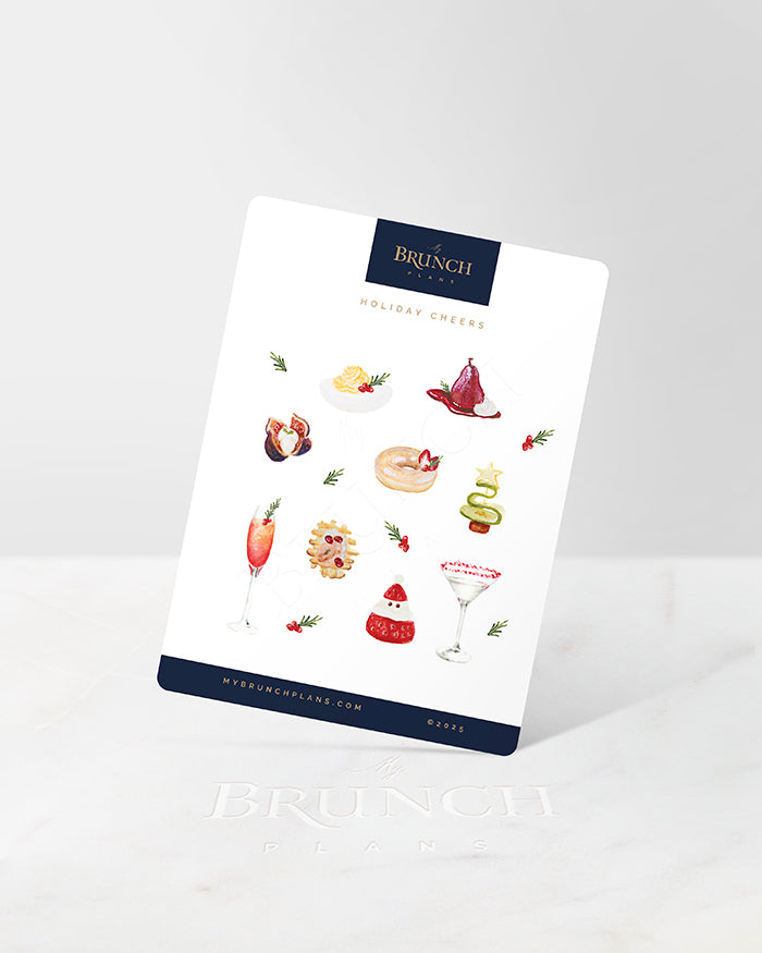 my brunch plans sticker sheet with christmas holiday food