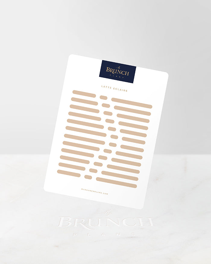 My Brunch Plans' eclair shaped planner sticker sheet in the color Latte