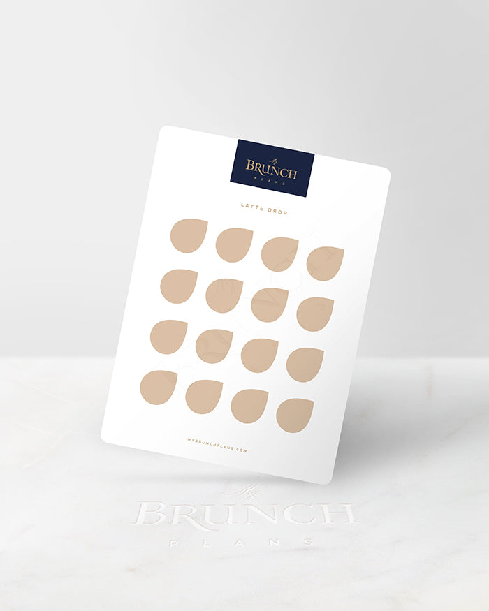 My Brunch Plans' drop shaped planner sticker sheet in the color Latte