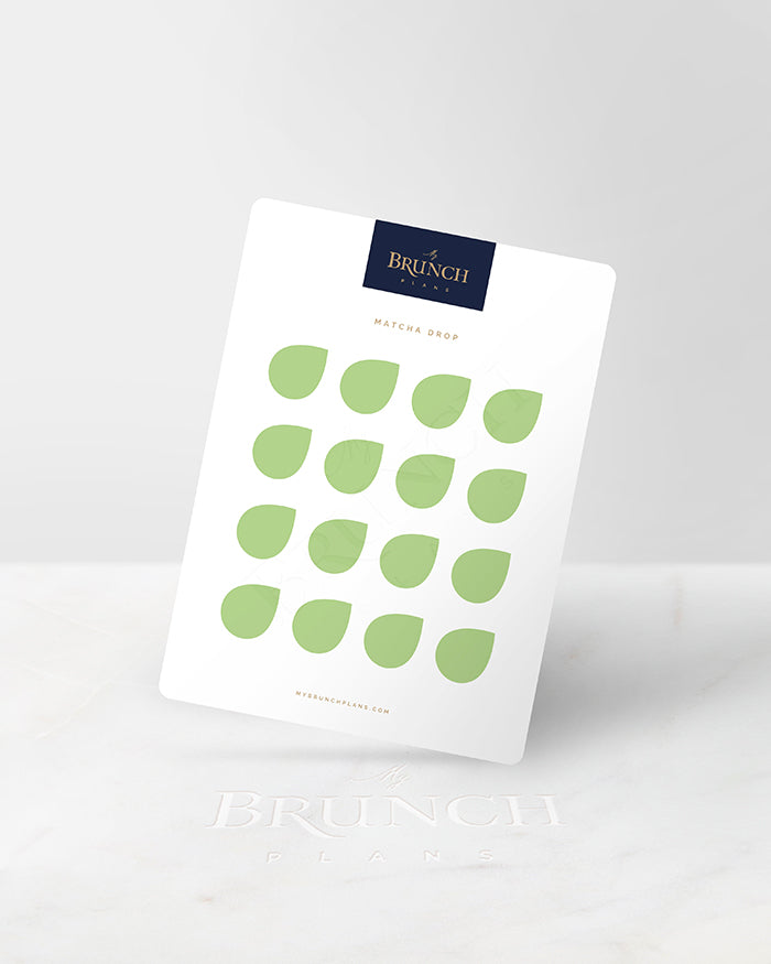 My Brunch Plans' drop shaped planner sticker sheet in the color Matcha