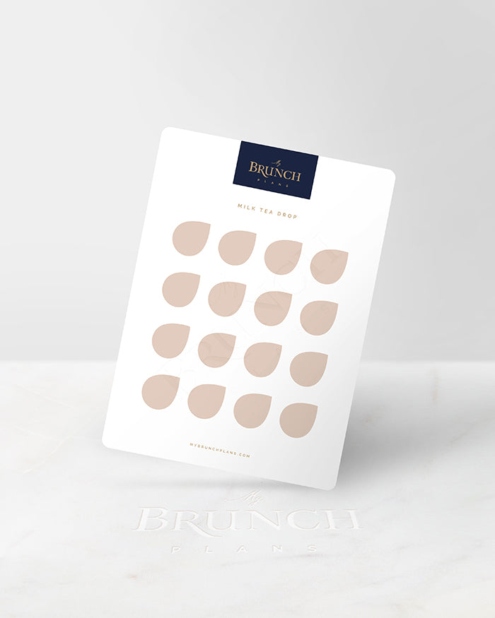 My Brunch Plans' drop shaped planner sticker sheet in the color Milk Tea