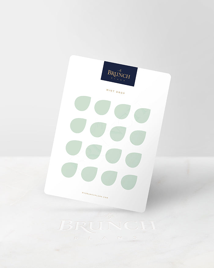 My Brunch Plans' drop shaped planner sticker sheet in the color Mint