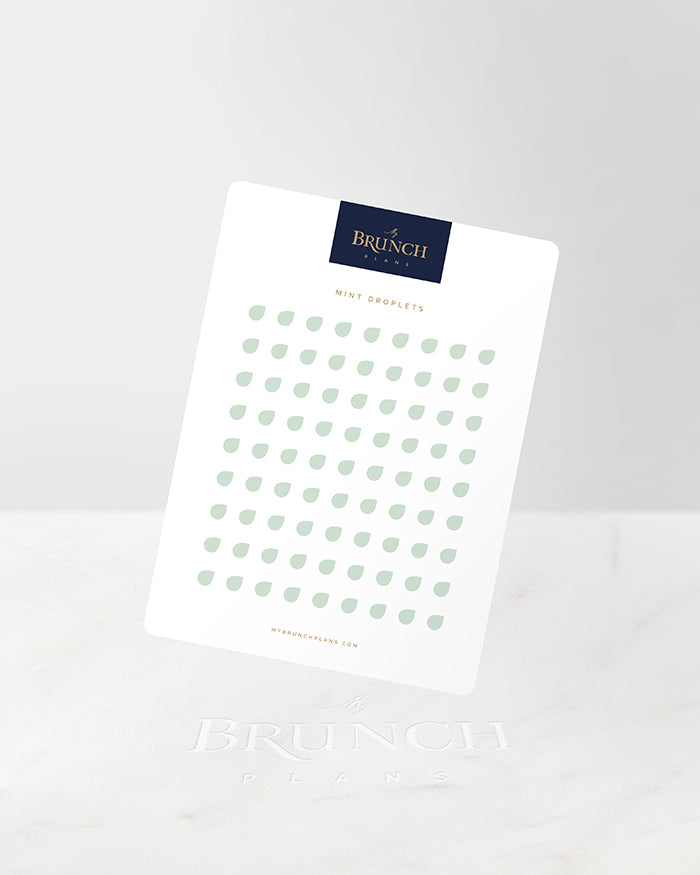 My Brunch Plans' droplet shaped planner sticker sheet in the color Mint