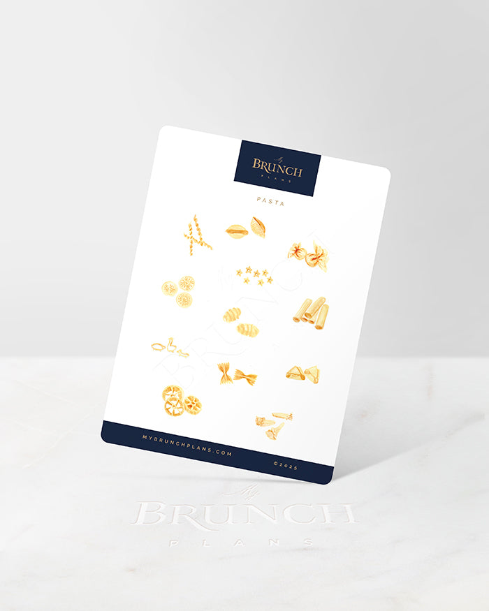 my brunch plans sticker sheet with various pasta