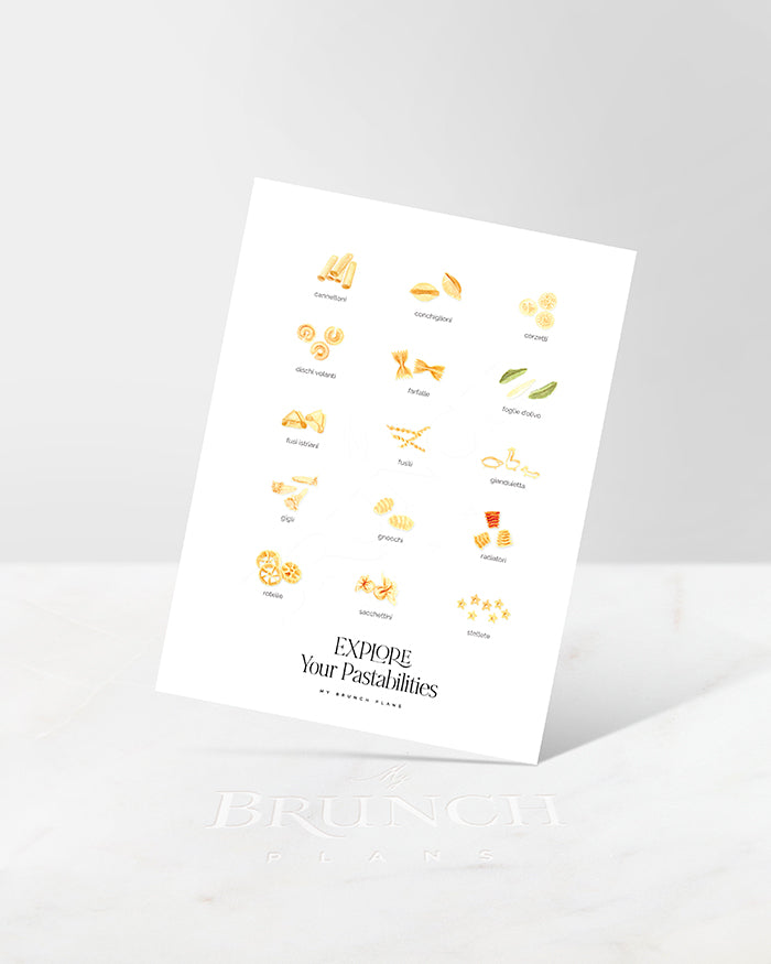 an art print with different pasta types