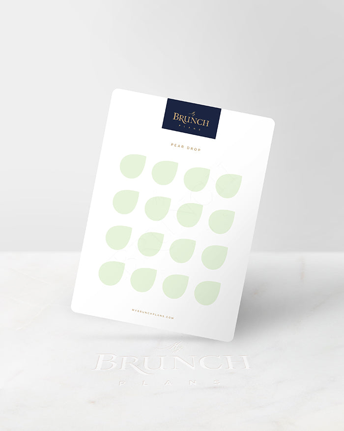 My Brunch Plans' drop shaped planner sticker sheet in the color Pear