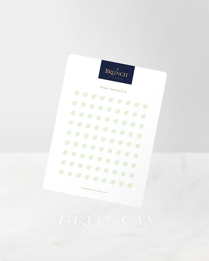 My Brunch Plans' droplet shaped planner sticker sheet in the color Pear