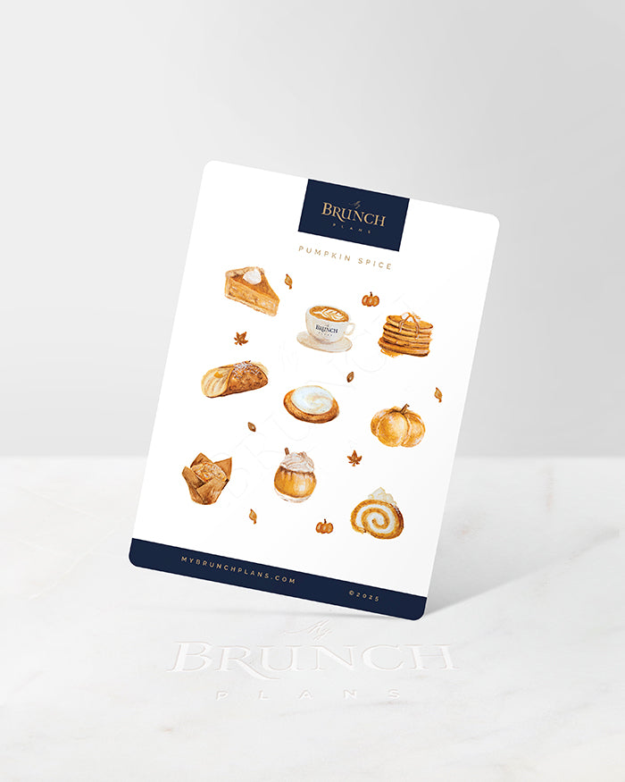 my brunch plans sticker sheet with pumpkin spice foods