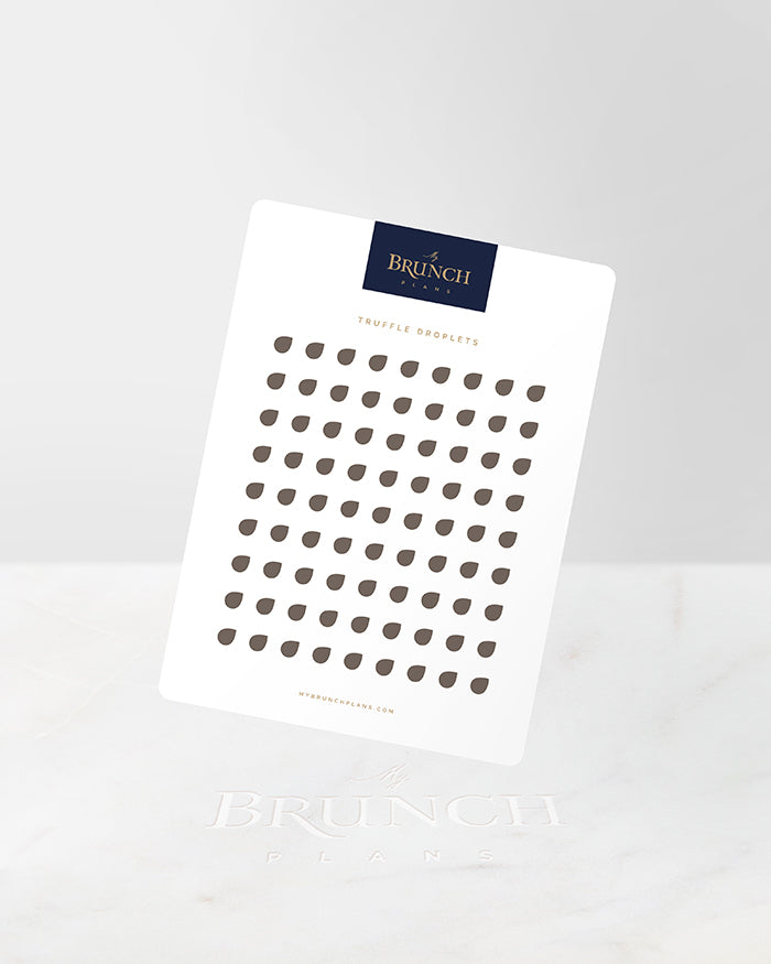 My Brunch Plans' droplet shaped planner sticker sheet in the color Truffle