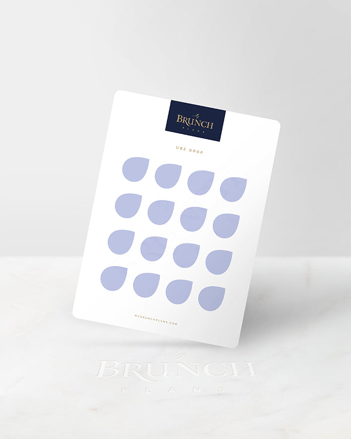 My Brunch Plans' drop shaped planner sticker sheet in the color Ube