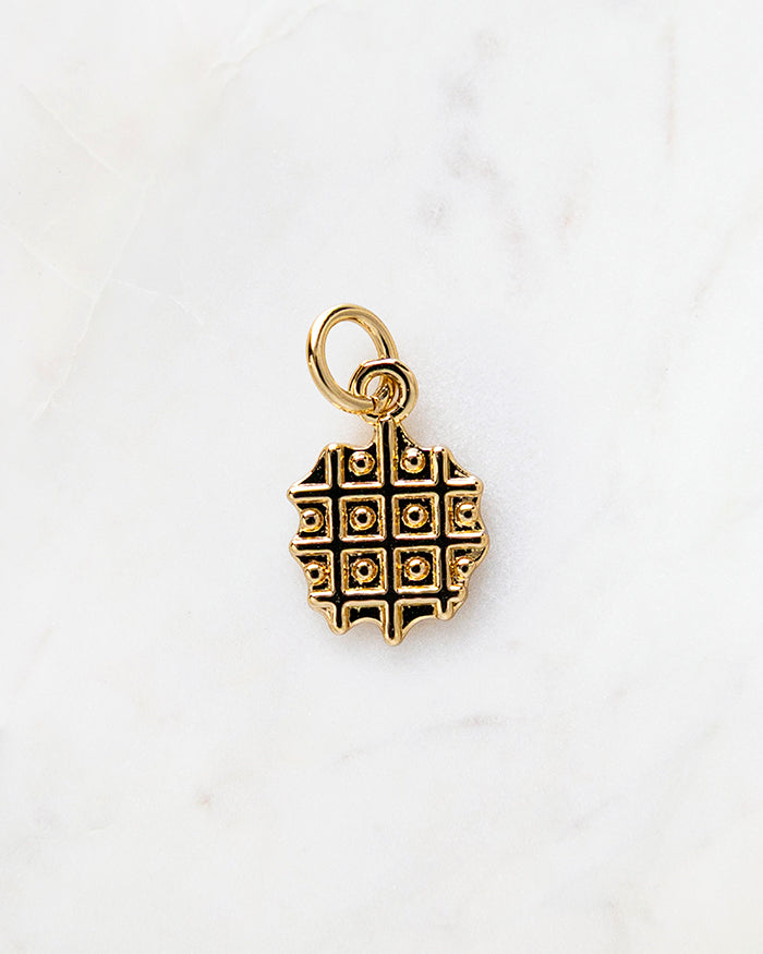 My Brunch Plans' Waffle Charm | 18k Gold Plated on a marble background, perfect for planners, notebooks and more.