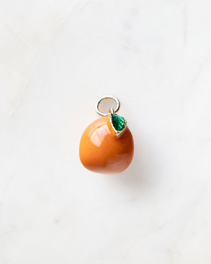 My Brunch Plans' Orange Charm | 18k Gold Plated with Enamel on a marble background, perfect for planners, notebooks and more.