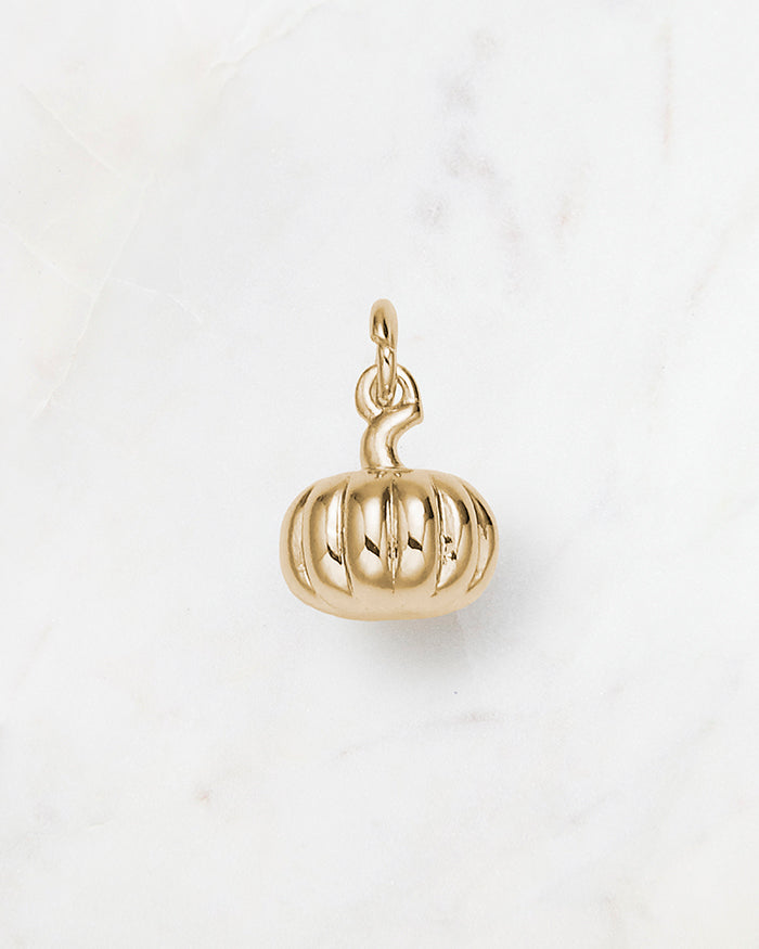 My Brunch Plans' Pumpkin Charm | 18k Gold Plated on a marble background, perfect for planners, notebooks and more.