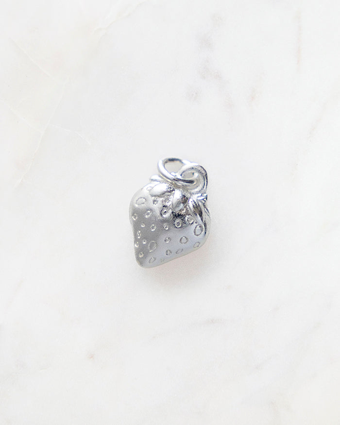 My Brunch Plans' Strawberry Charm | Silver on a marble background, perfect for planners, notebooks and more.