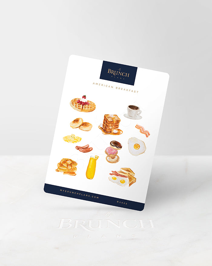 my brunch plans sticker sheet with american breakfast items