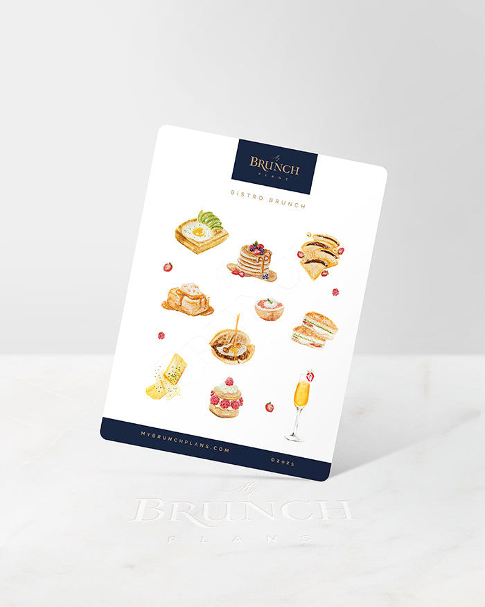 my brunch plans sticker sheet with bistro brunch items