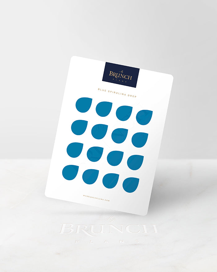 My Brunch Plans' drop shaped planner sticker sheet in the color Blue Spirulina