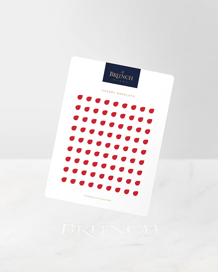 My Brunch Plans' droplet shaped planner sticker sheet in the color Cherry