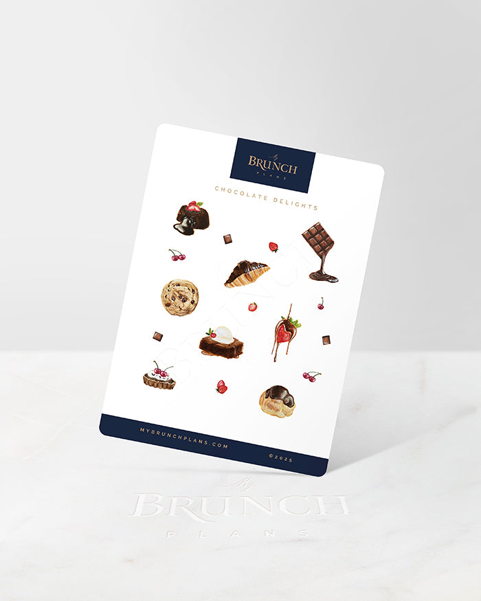 my brunch plans sticker sheet with chocolate desserts