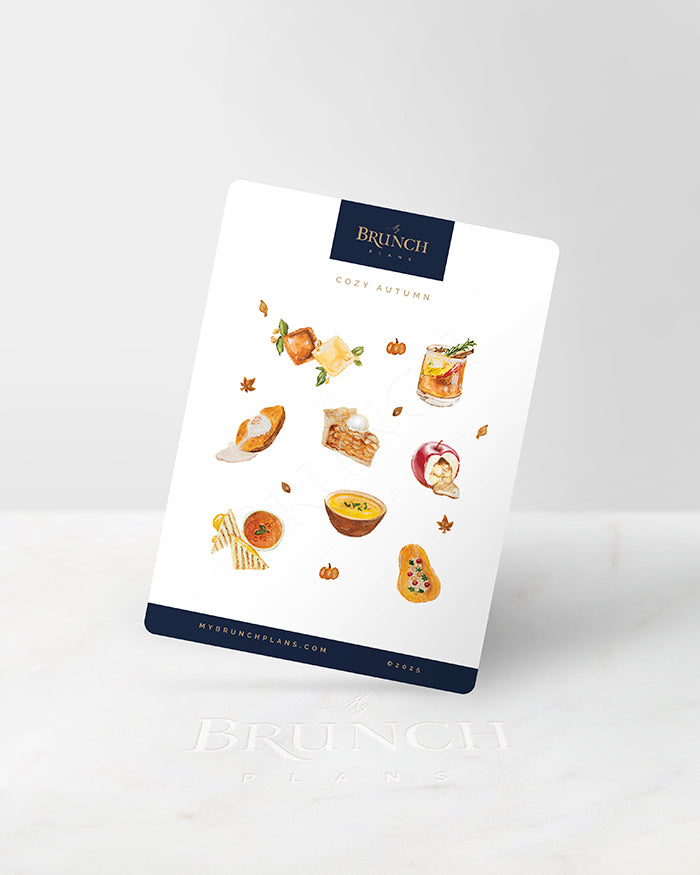 my brunch plans sticker sheet with cozy autumn food