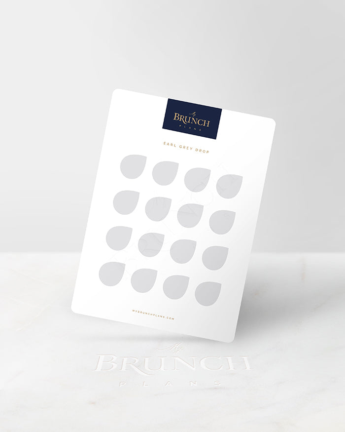 My Brunch Plans' drop shaped planner sticker sheet in the color Earl Grey