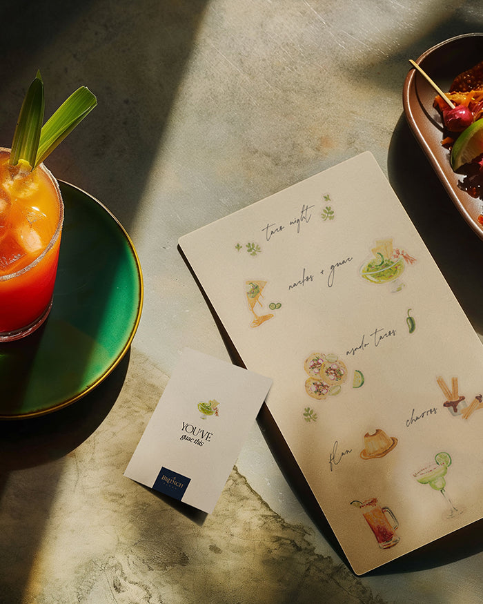 my brunch plans fiesta sticker sheet in use  in a mexican food themed setting