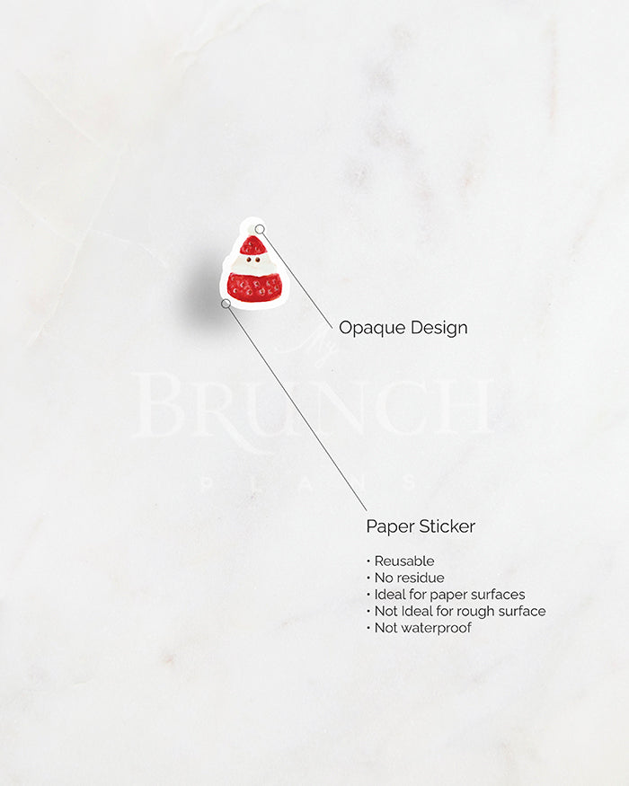 my brunch plans sticker detail. opaque design on paper sticker. resuable. no reside. ideal for paper surfaces. not ideal for rough surfaces. not waterproof.