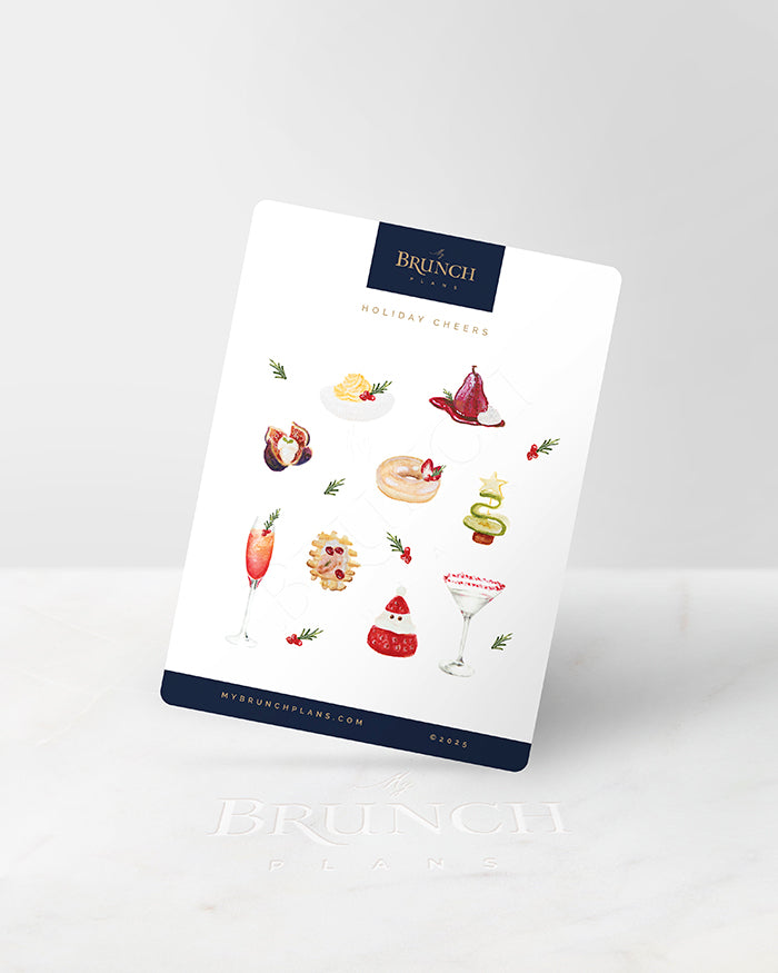 my brunch plans sticker sheet with christmas holiday food