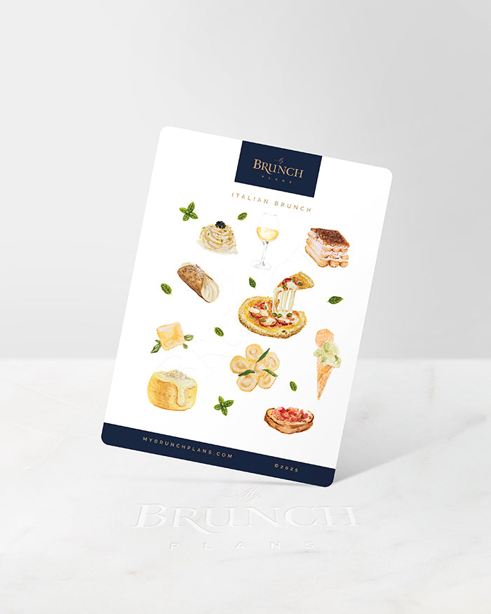my brunch plans sticker sheet with italian brunch favorites