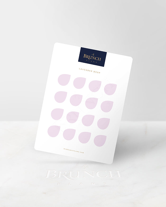 My Brunch Plans' drop shaped planner sticker sheet in the color Lavender