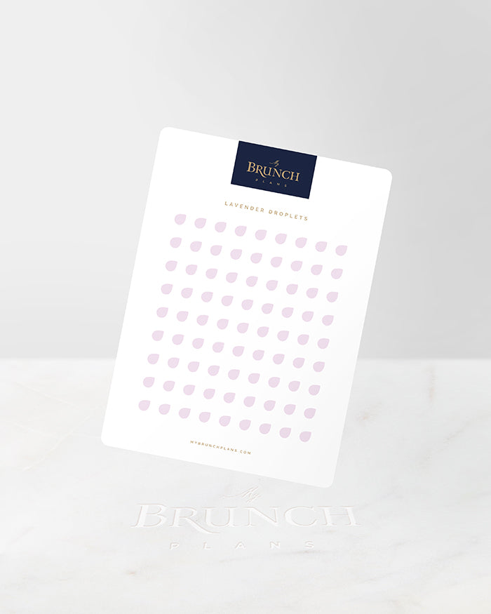 My Brunch Plans' droplet shaped planner sticker sheet in the color Lavender