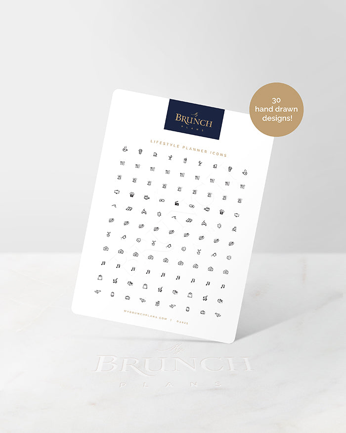 My Brunch Plans' drop shaped planner sticker sheet in the style Lifestyle Icons
