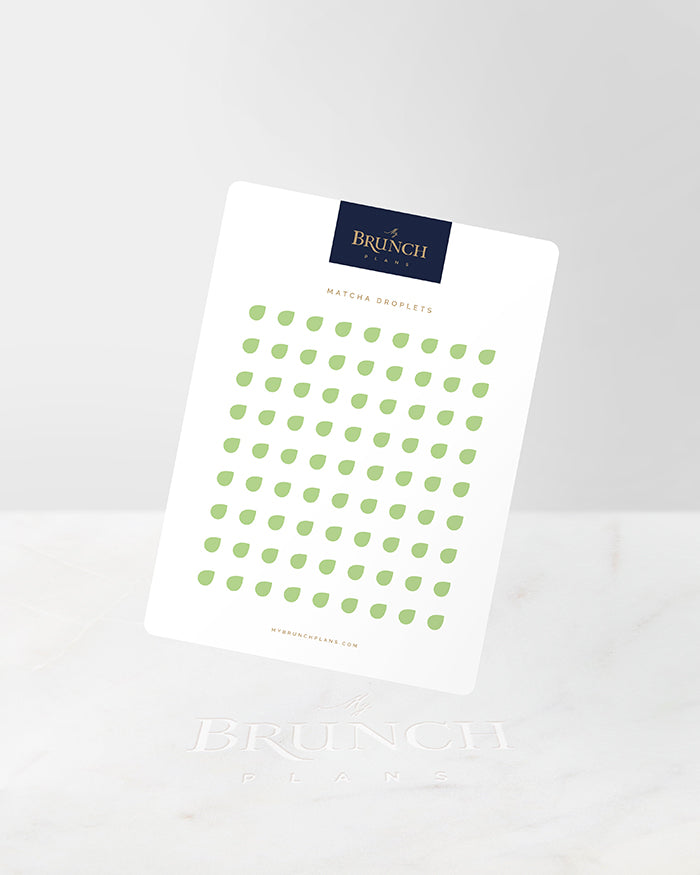 My Brunch Plans' droplet shaped planner sticker sheet in the color Matcha