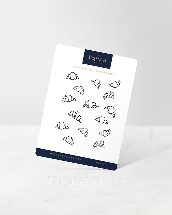 my brunch plans sticker sheet with ink art croissants