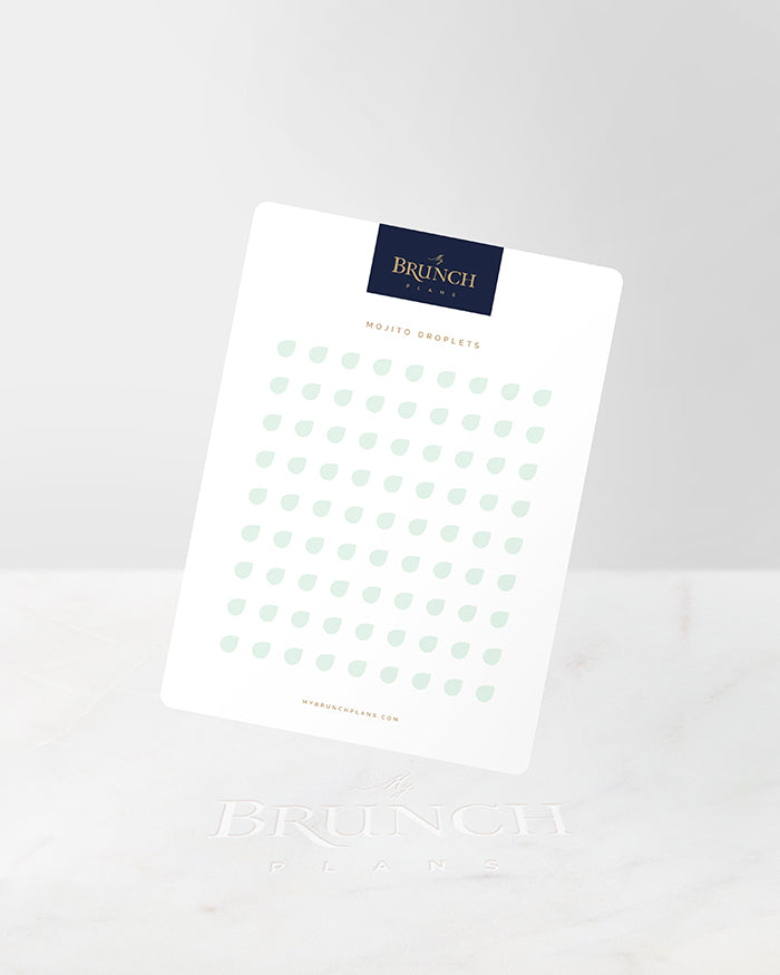 My Brunch Plans' droplet shaped planner sticker sheet in the color Mojito