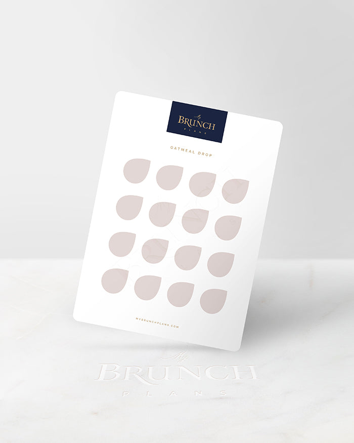 My Brunch Plans' drop shaped planner sticker sheet in the color Oatmeal