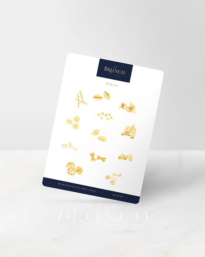 my brunch plans sticker sheet with various pasta