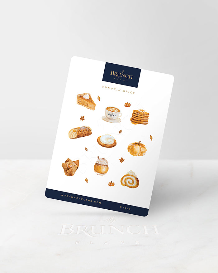 my brunch plans sticker sheet with pumpkin spice foods