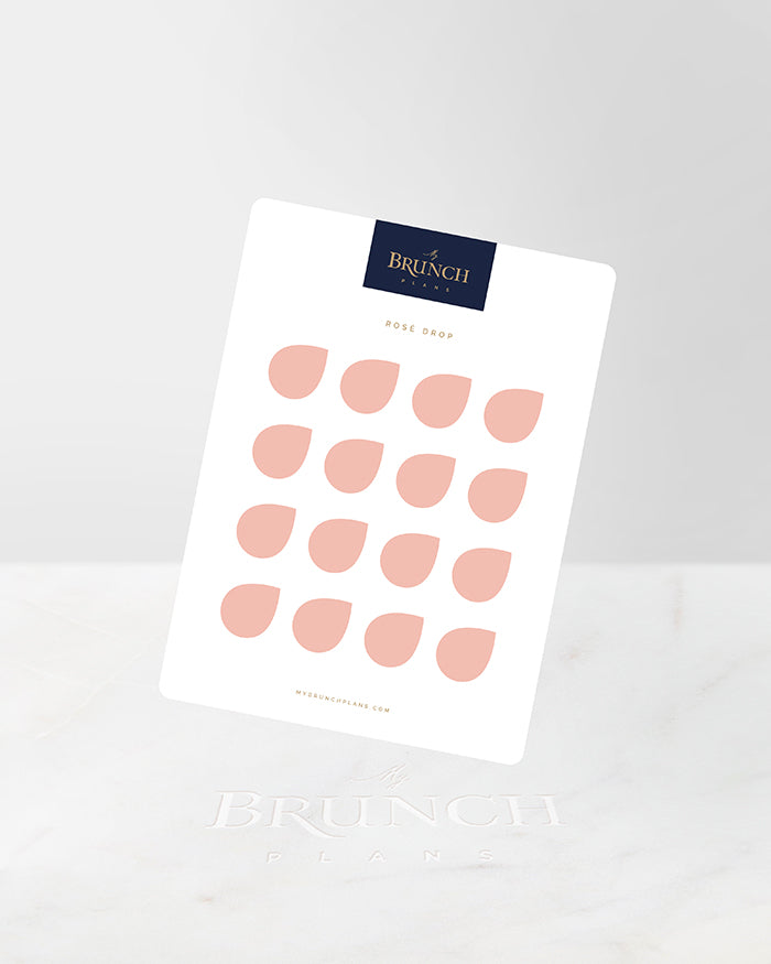 My Brunch Plans' drop shaped planner sticker sheet in the color Rose