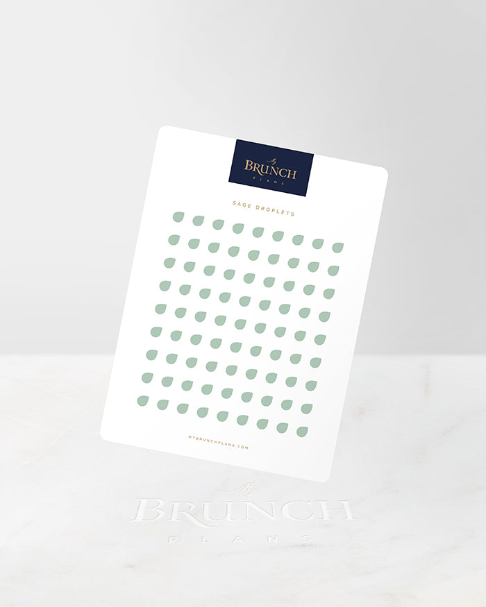 My Brunch Plans' droplet shaped planner sticker sheet in the color Sage