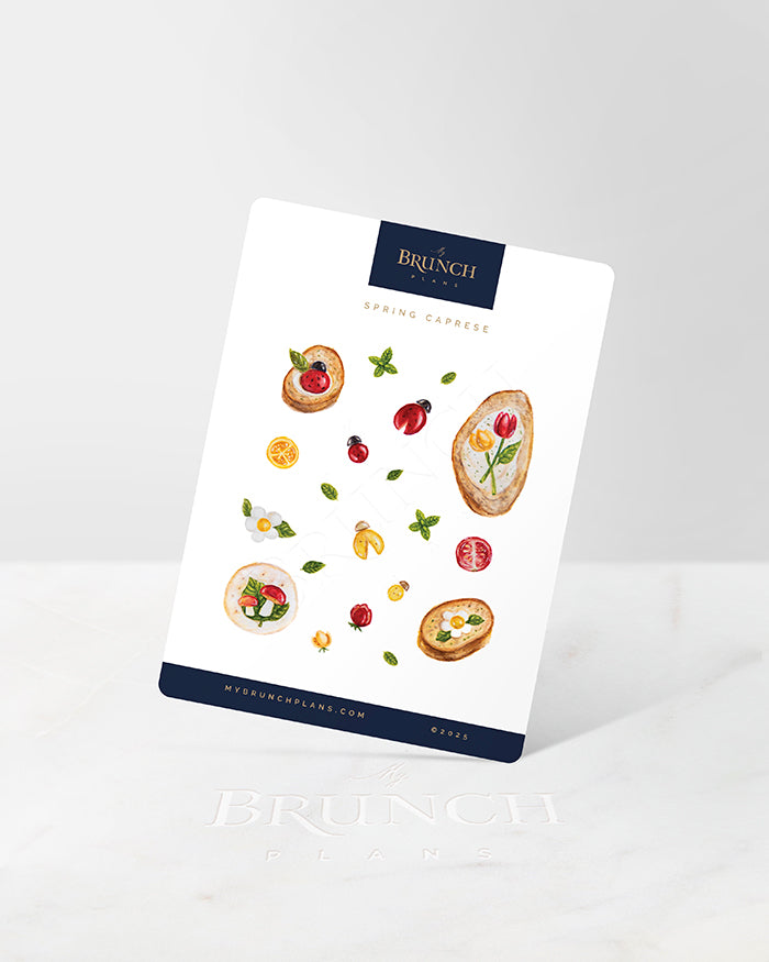 my brunch plans sticker sheet with caprese salad designs 