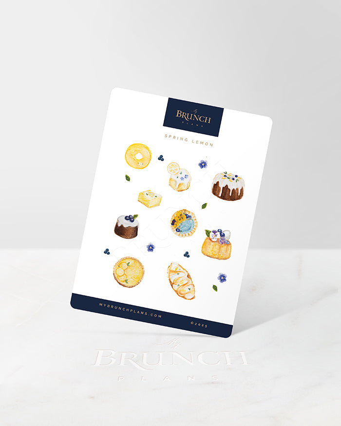 my brunch plans sticker sheet with lemon themed desserts