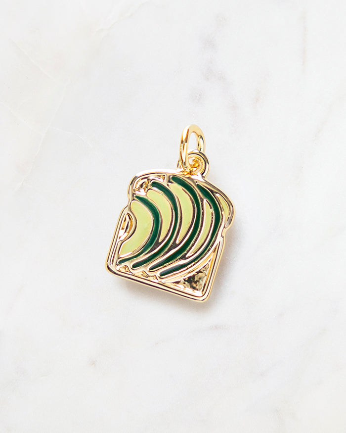 My Brunch Plans'  Avocado Toast Charm | 18k Gold Plated with Enamel on a marble background, perfect for planners, notebooks and more.