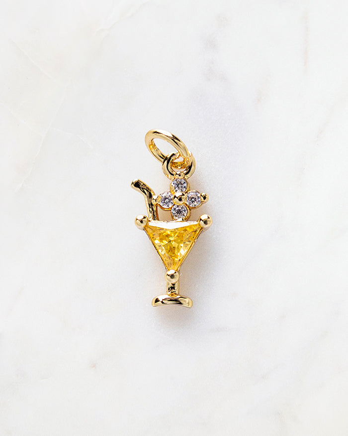My Brunch Plans'  Cocktail Charm | 18k Gold Plated with CZ on a marble background, perfect for planners, notebooks and more.